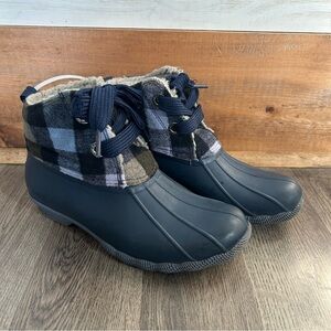Sperry Plaid Navy short Duck Boots women’s 7